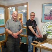 Parish Trust secretary John Smith and Ranger Pete Bousted at Morris Court where they helped the residents complete their applications to the Energy Fund
