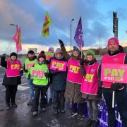 Teachers joined the picket line outside Auchenharvie Academy during previous strike action