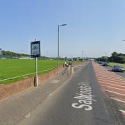 The flashing 20mph road signs outside of Auchenharvie Academy are not currently functional