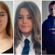 The three 13-year-olds missing from the Three Towns. From left: Millie Steevley, Ellie-Mae Young and Stuart Mcgrath.