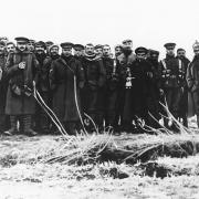 Troops of the 2nd Battalion Gordon Highlanders and German soldiers on Christmas Day at the Rue de Quesnes sector of the Western Front