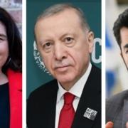 MSP Katy Clark, Turkish President Recep Erdogan and First Minister Humza Yousaf