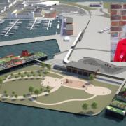 The harbour plans and, inset MSP Katy Clarke