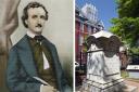 Poe and his grave in Baltimore