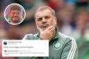 Sean Markus Clifford (inset) sparked debate with his tweet about Ange Postecoglou's (main pic) links to Brighton and Hove Albion.