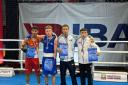 Aaron Cullen alongside the three other boxers who reached the semi final stage of the 40th Golden Gloves of Vojvodina Youth Tournament. Credit: Boxing Scotland
