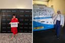 Bernadette at the awards ceremony in Glasgow (left) and (right) next to her iconic van.