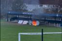 A dugout was set alight at Dalry's Merksworth Park yesterday, Thursday April 13.