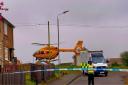 An air ambulance landed in Middlepart Crescent in Saltcoats