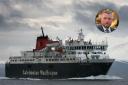 The Arran ferry and, inset Jamie Greene MSP
