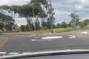 The new roundabout on the old junction between Sorbie Road and South Beach Road.