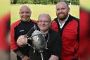 Peter McBlain (middle) has retired as secretary at Ardeer Thistle after 29 years at the club.