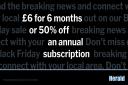 Black Friday sale: Subscribe to the Ardrossan Herald for £6 for 6 months