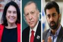 MSP Katy Clark, Turkish President Recep Erdogan and First Minister Humza Yousaf
