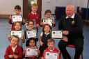 West Kilbride Primary Burns winners P1-3 winners with Hunterston Rotary Club's Jim Jackson