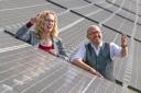 Greens co-leaders Patrick Harvie and Lorna Slater pictured at a solar farm