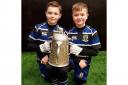 COVETED TROPHY: Accies youngsters show off the Calcutta Cup.