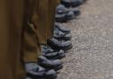 Stock picture of soldiers' boots while on parade