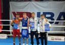 Aaron Cullen alongside the three other boxers who reached the semi final stage of the 40th Golden Gloves of Vojvodina Youth Tournament. Credit: Boxing Scotland