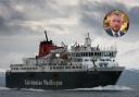 The Arran ferry and, inset Jamie Greene MSP