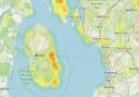 The North Ayrshire Knotweed map - with the worst spots highlighted in orange and yellow