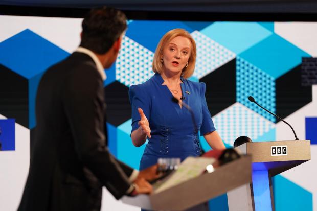 Rishi Sunak and Liz Truss at the BBC Tory leadership debate on Monday night Picture: Jacob King/PA Wire