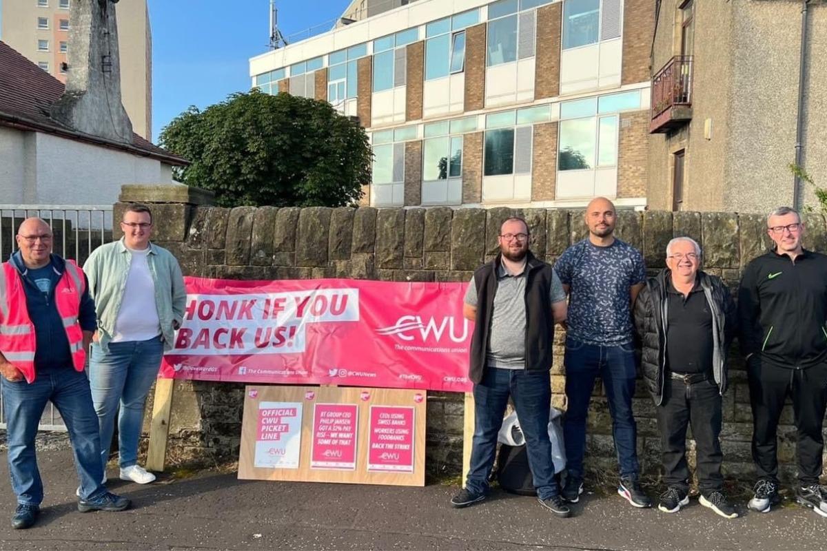 Ardrossan exchange workers joined the CWU picket line  in Saltcoats