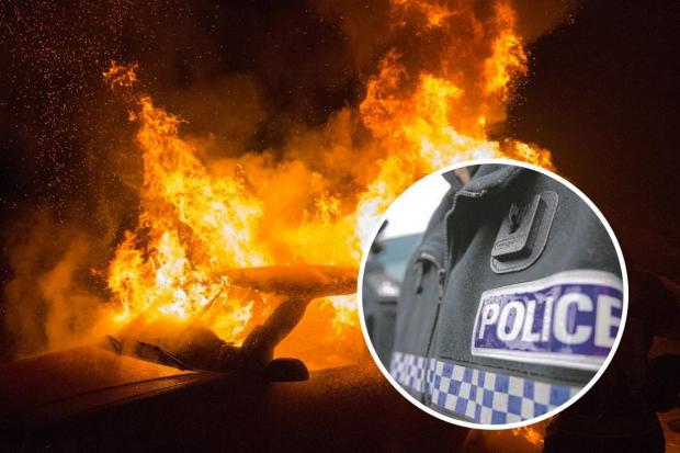 'Did you see anyone running off?' Two cars deliberately set alight in car park