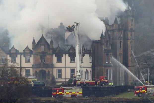 Security camera footage has shown the moment the fire at Cameron House in 2017 was discovered