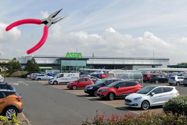 She is accused of attempting to attack staff at Asda in Ardrossan with a set of pliers.