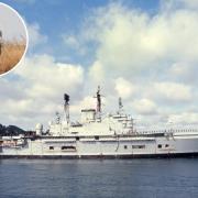 Director and producer John Purdie, inset, died at the age of 82 on October 3, 2022. Main image: HMS Ark Royal