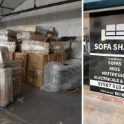 The Sofa Shack (right) have are now stocked up and open for business (left).