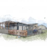 A watercolour of the hub/ café due to be built on the beach