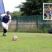 Rory Cassidy (main pic) will be competing against some top ex-professional footballers - including a man who has coached and played with Lionel Messi (inset).