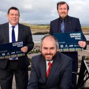 The leaders of South, East and North Ayrshire councils at the launch of the Growth Deal