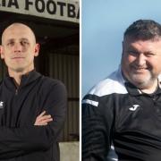 Bryan Slavin (left) has been replaced by Stevie Wilson (right) as manager at Saltcoats Victoria.