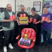 Michael Kirkum thanked Billy's Barbers in Irvine for the latest donation to his Easter egg appeal for sick kids at Crosshouse Hospital.