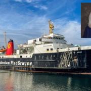 The Isle of Arran ferry and, inset Council Leader Marie Burns