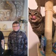 Carter McGreavy (left) and Blake Innes (right) have been praised for their amazing efforts to help find Amy Barbour's missing cat Tobey.