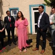Anas Sarwar and by election winner Mary Hume, centre