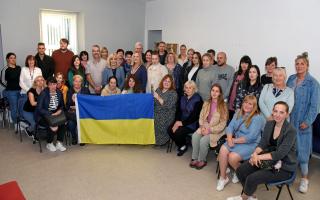 Some of the Ukrainians are pictured in the Cranberry Moss Community Centre hub