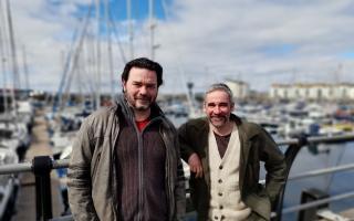 Small Faces stars Steven Duffy and Iain Robertson at Ardrossan Harbour